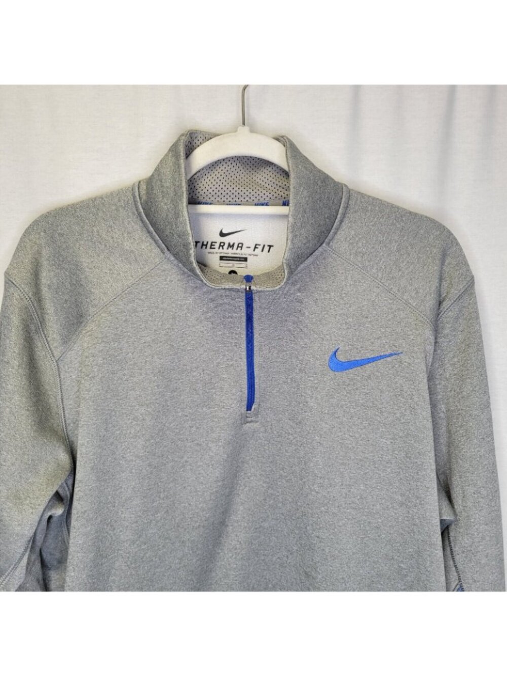 Nike Therma Fit Men's Large Pullover 1/2 Zip Gray Blue - Picture 3 of 6